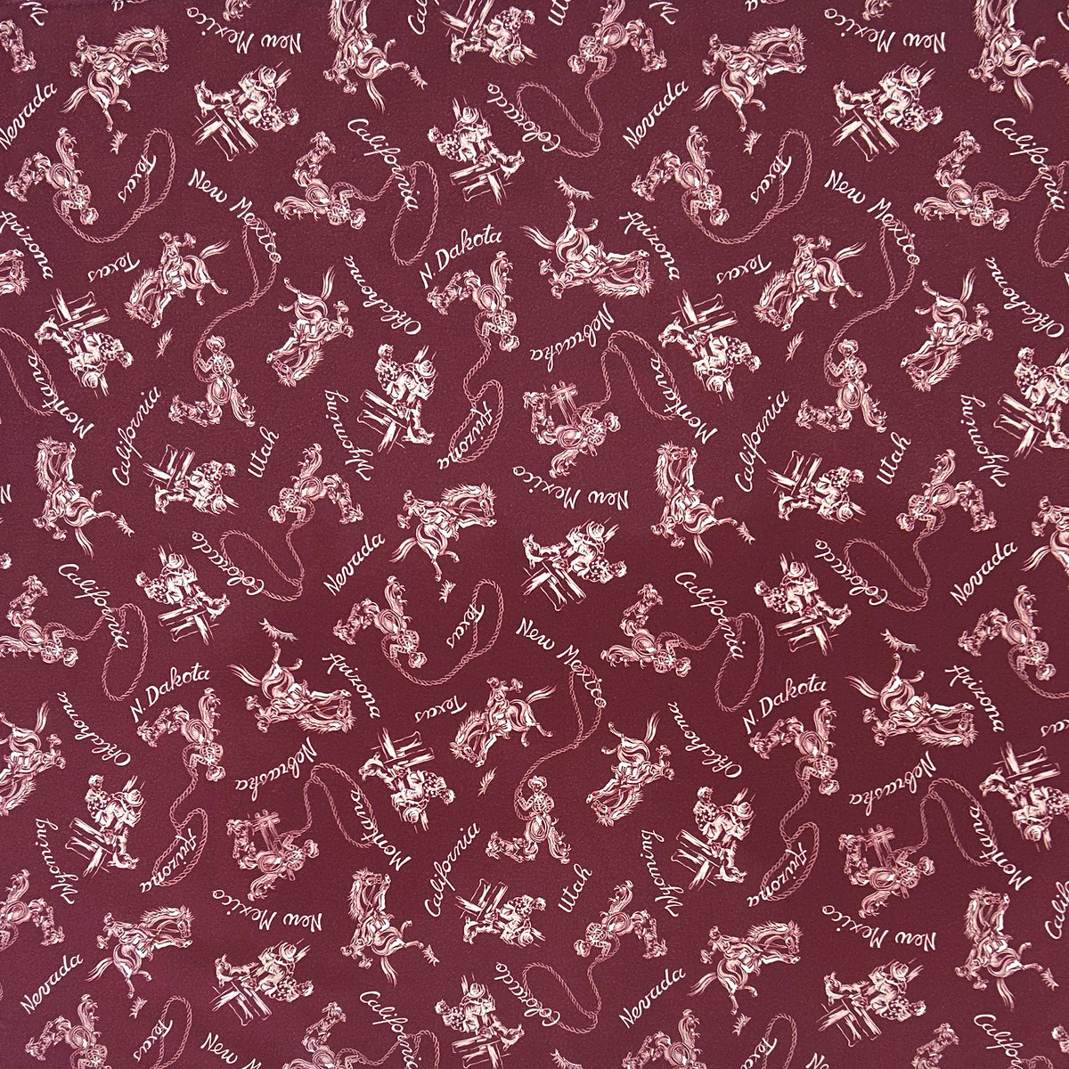 Cowboys and States Red Western Cotton Bandana by Rockmount Ranch Wear, vintage western cotton bandana with floral print