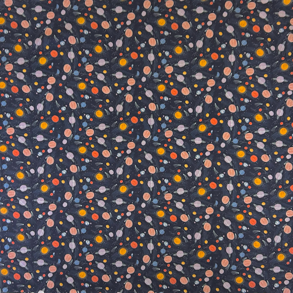 Out of This World Solar System Print Western Cotton Bandana by Rockmount Ranch Wear, vintage blue fabric