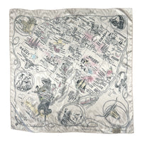 Vintage Western U.S. States Map Silk Scarf by Rockmount Ranch Wear in silver with silk print, 36 inch square