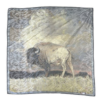 Limited-Edition Nothing But Buffalo and Sky Silk Scarf by Jeff Segler, Rockmount Ranch Wear, 36 inch square silk