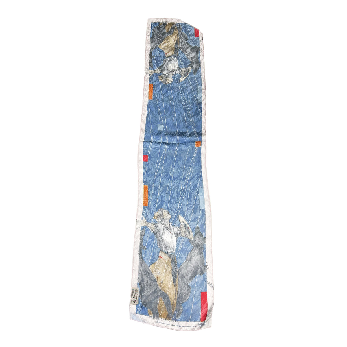 Limited-Edition Rain Dancer Silk Scarf by Donna Howell-Sickles from Rockmount Ranch Wear, blue floral wild rags