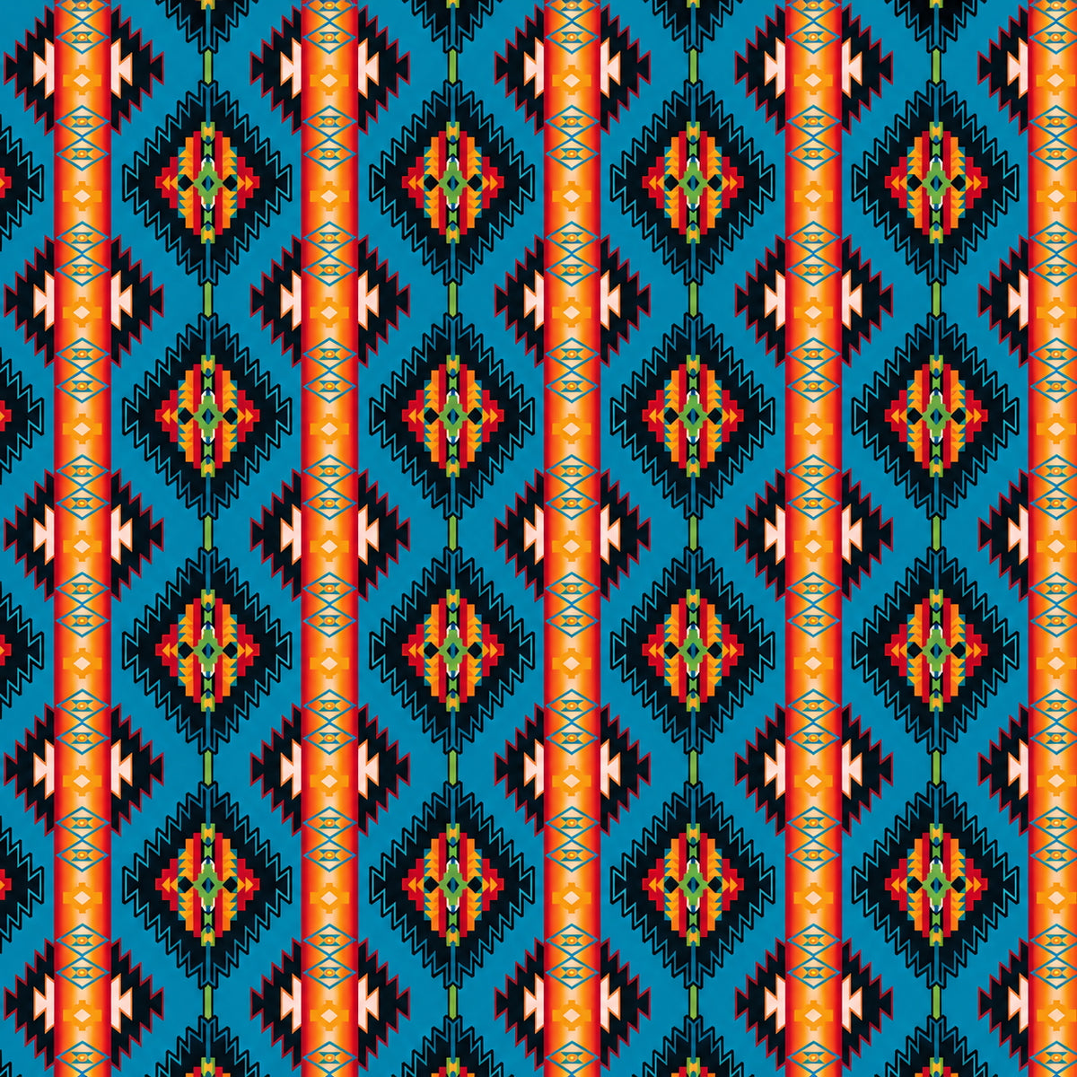 Rockmount Ranch Wear Native American inspired print cotton bandana in turquoise with floral pattern