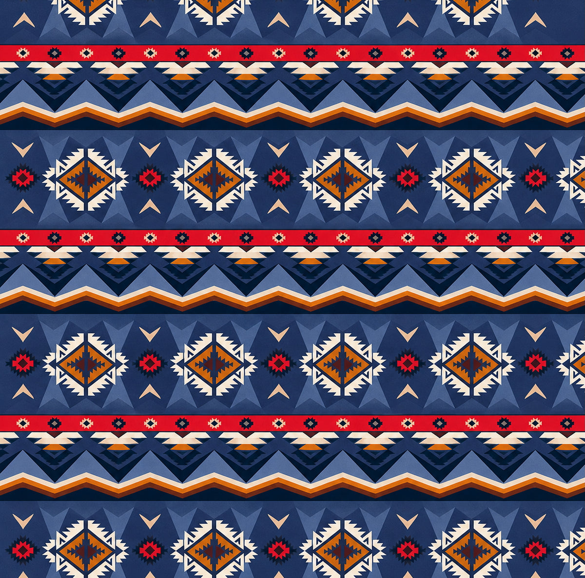 Native American Inspired Print Cotton Bandana in Grey and Rust, 22 inch, Rockmount Ranch Wear