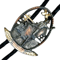 Tri-Color Professional Bullrider Western Bolo Tie by Rockmount Ranch Wear with leatherette cord, made in USA