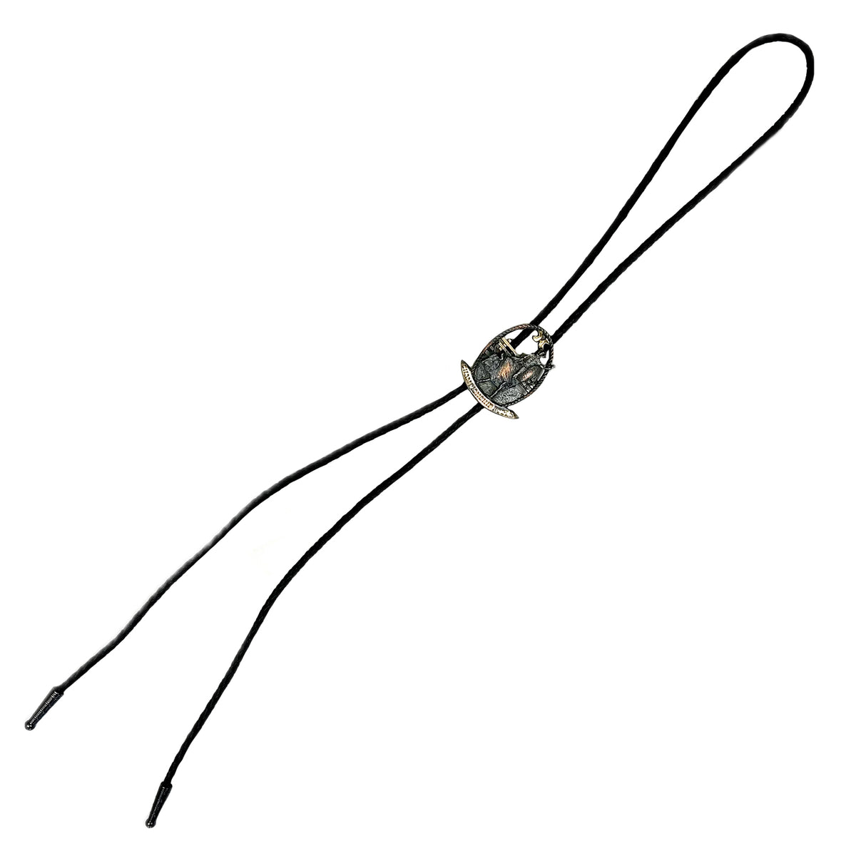 Tri-Color Professional Bullrider Western Bolo Tie by Rockmount Ranch Wear with leatherette cord, made in USA