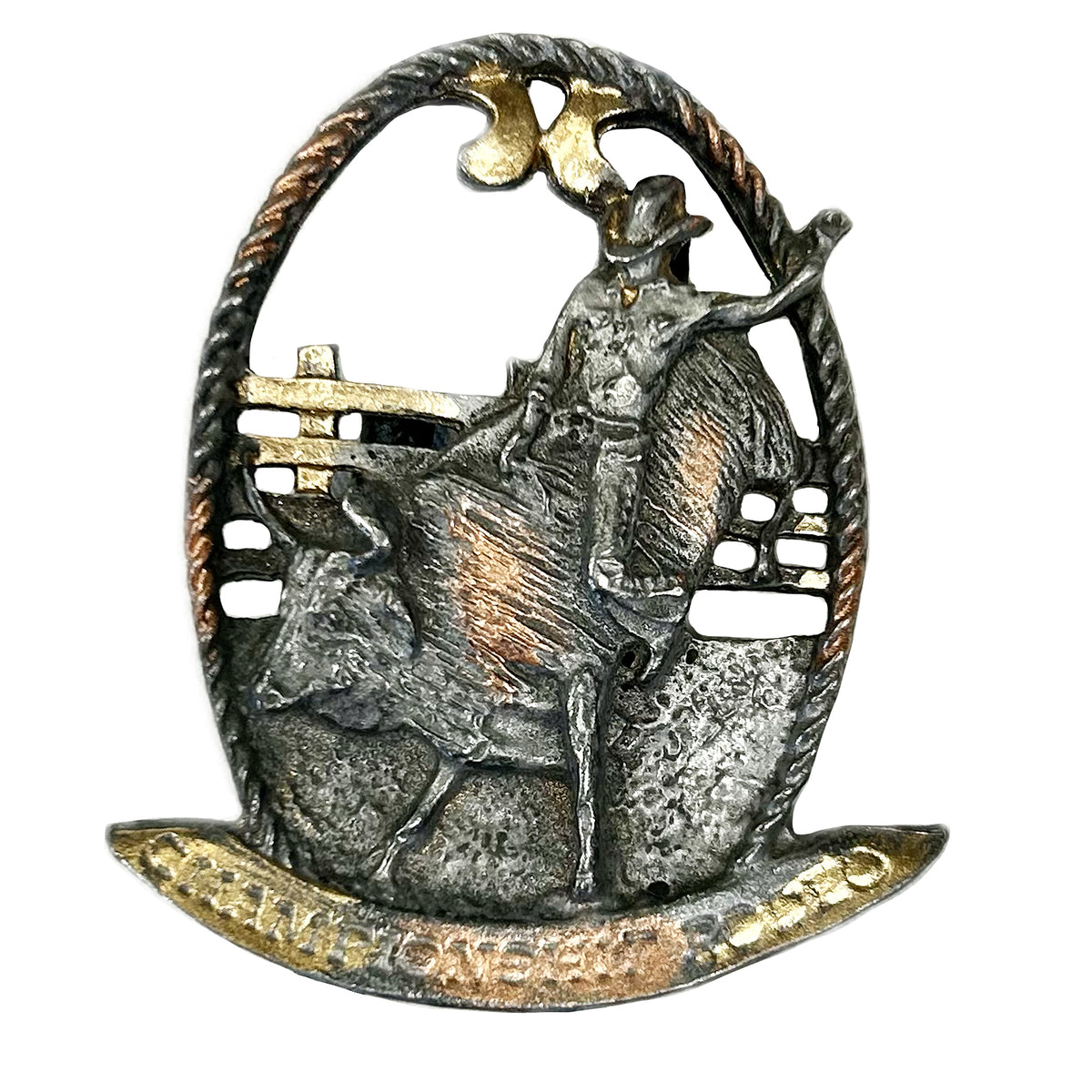 Tri-Color Professional Bullrider Western Bolo Tie by Rockmount Ranch Wear with leatherette cord, made in USA