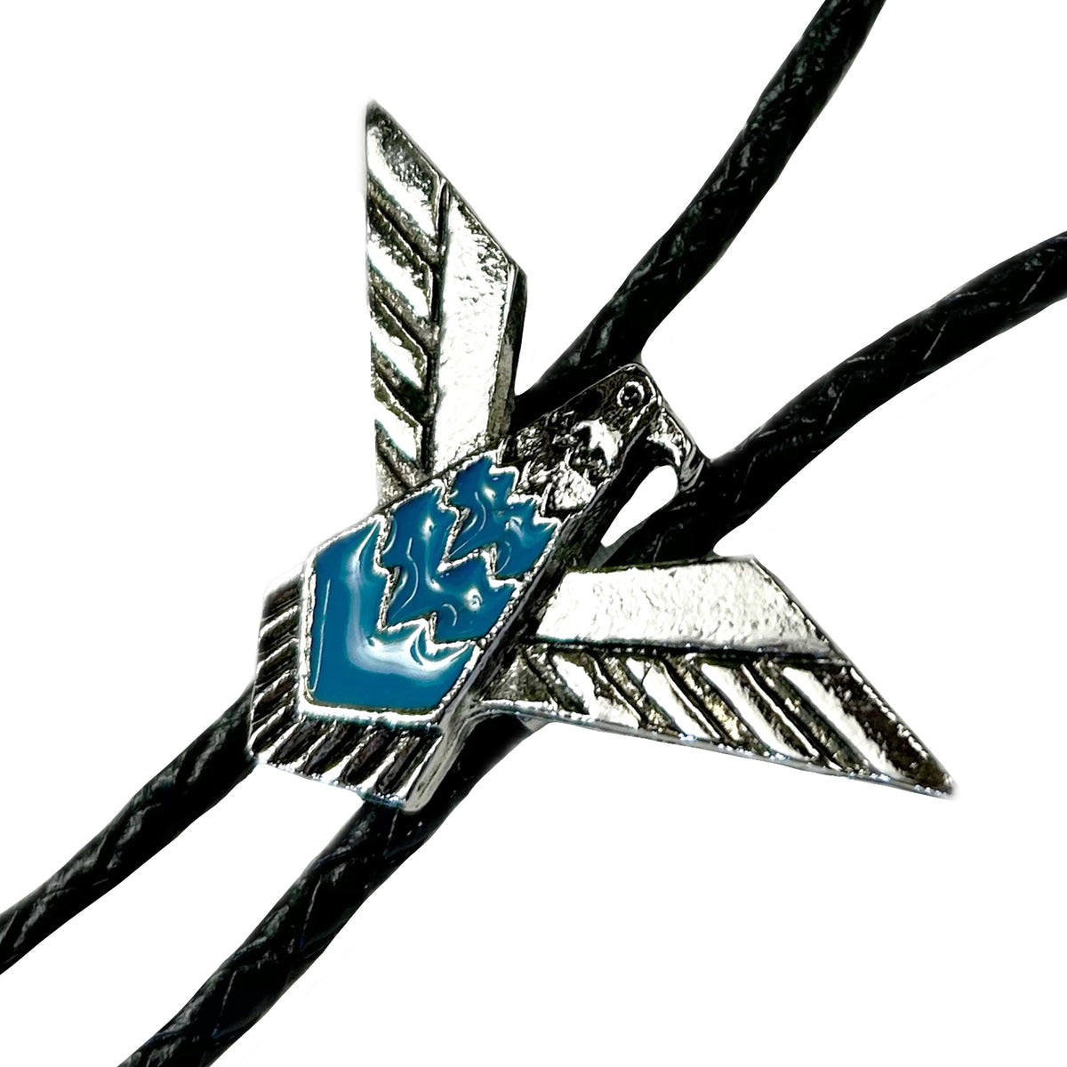 Silver Thunderbird with Turquoise Western Bolo Tie by Rockmount Ranch Wear, western bolo tie accessory