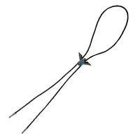 Silver Thunderbird with Turquoise Western Bolo Tie by Rockmount Ranch Wear, leatherette cord and Western bolo tie design