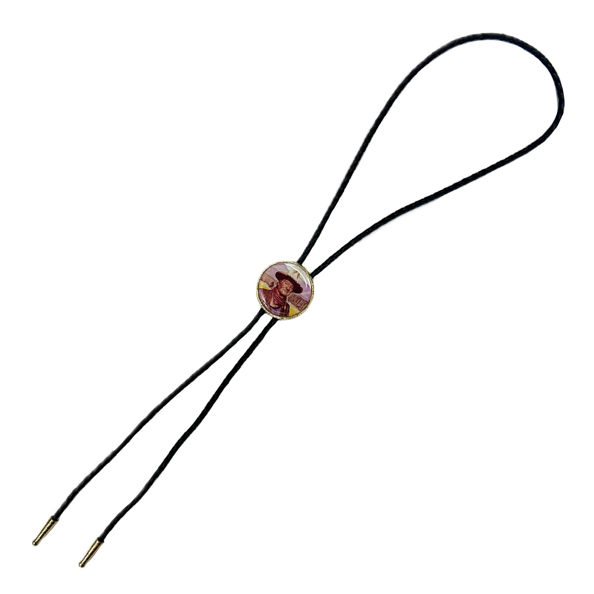 The Duke John Wayne Western Bolo Tie by Rockmount Ranch Wear with leatherette cord and bolo tie accessory