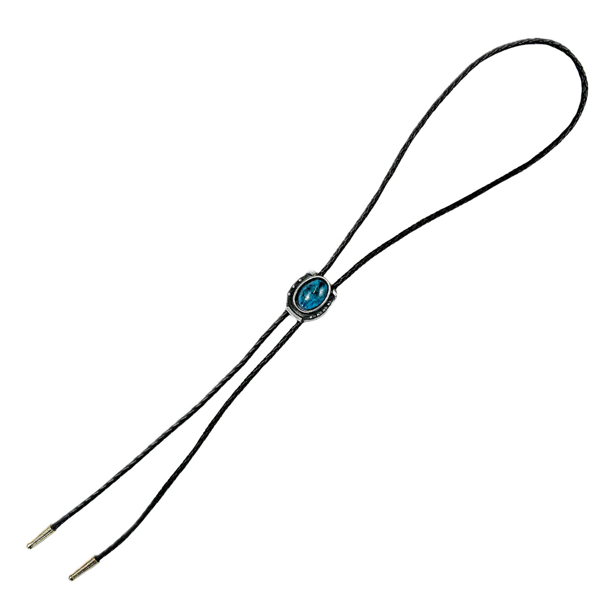 Pewter Horseshoe Bolo with Turquoise by Rockmount Ranch Wear, horseshoe bolo slide on leatherette cord