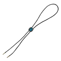 Pewter Horseshoe Bolo with Turquoise by Rockmount Ranch Wear, horseshoe bolo slide on leatherette cord