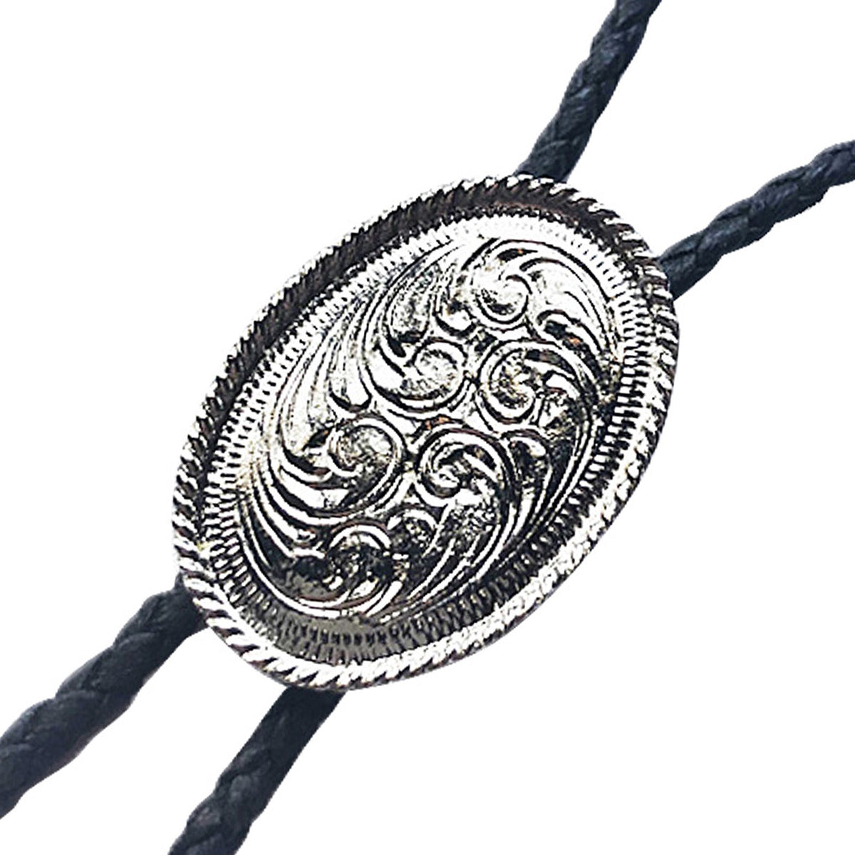 Silver Concho Western Bolo Tie by Rockmount Ranch Wear with German silver concho centerpiece