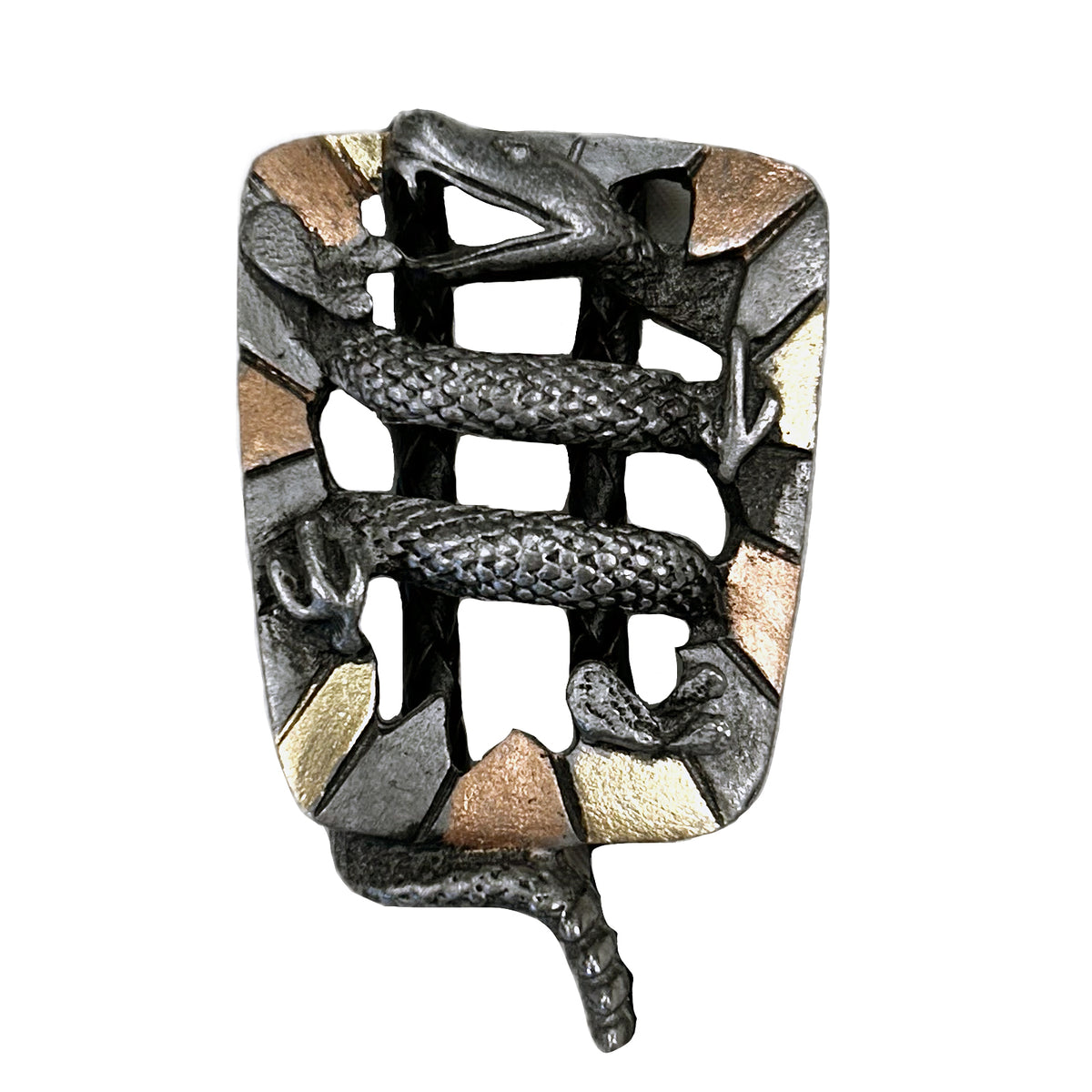 Tri-Color Rattlesnake Western Bolo Tie by Rockmount Ranch Wear with rattlesnake motif slide and leatherette cord