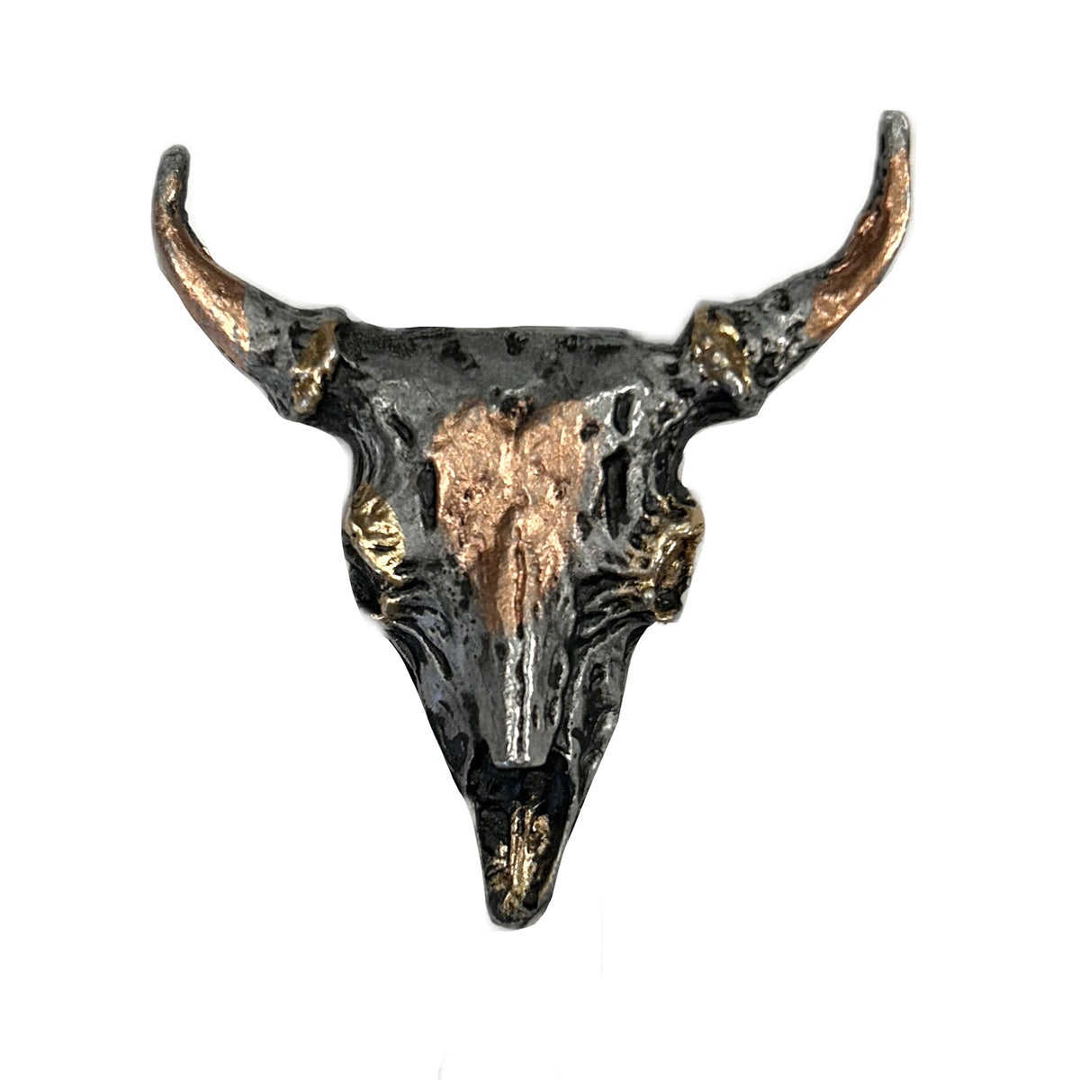Tri-Color Steer Skull Western Bolo Tie by Rockmount Ranch Wear with steer skull motif bolo tie