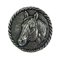 Pewter Horsehead in Round Frame Western Bolo Tie by Rockmount Ranch Wear, western bolo tie accessory