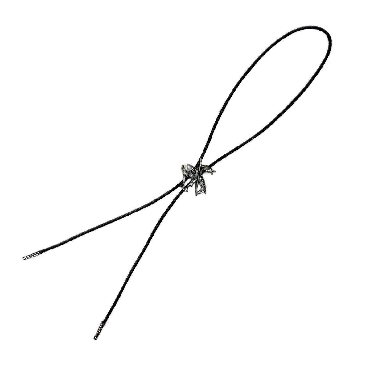 Pewter End of Trail Western Bolo Tie by Rockmount Ranch Wear with pewter metal slide and leatherette cord