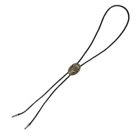 Oval Buffalo Head Western Bolo Tie in Brass by Rockmount Ranch Wear with brass oval centerpiece