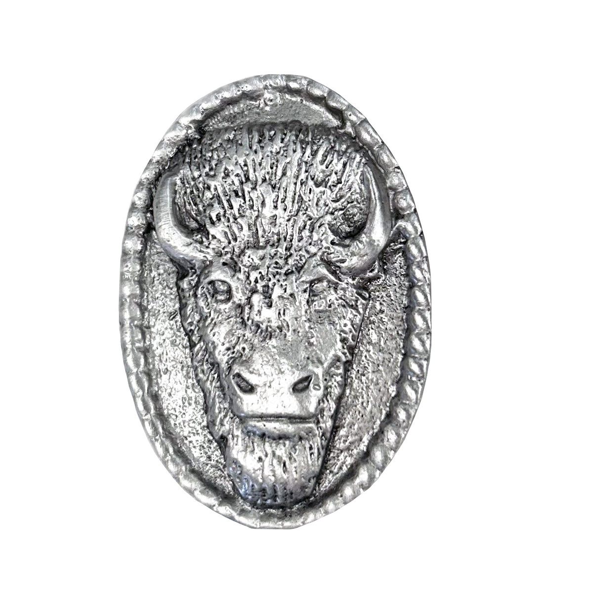 Oval Buffalo Head Western Bolo Tie in Pewter - Rockmount