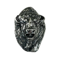 Buffalo Head Western Bolo Tie in pewter by Rockmount Ranch Wear with pewter metal tips