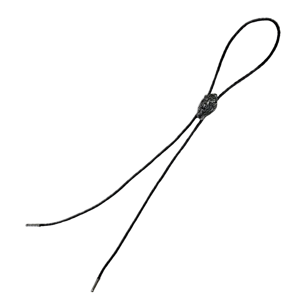 Buffalo Head Western Bolo Tie in Pewter by Rockmount Ranch Wear with pewter metal tips and leatherette cord