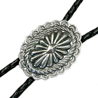 Pewter Oval Concho Western Bolo Tie by Rockmount Ranch Wear with 20 inch leatherette cord