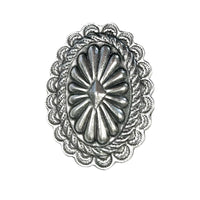 Pewter Oval Concho Western Bolo Tie by Rockmount Ranch Wear with pewter oval concho detail