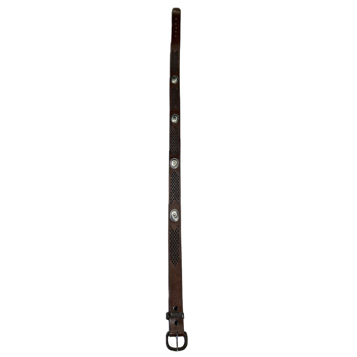Brown Leather Western Belt with Lacing & Conchos - SPECIAL PRICE - Rockmount