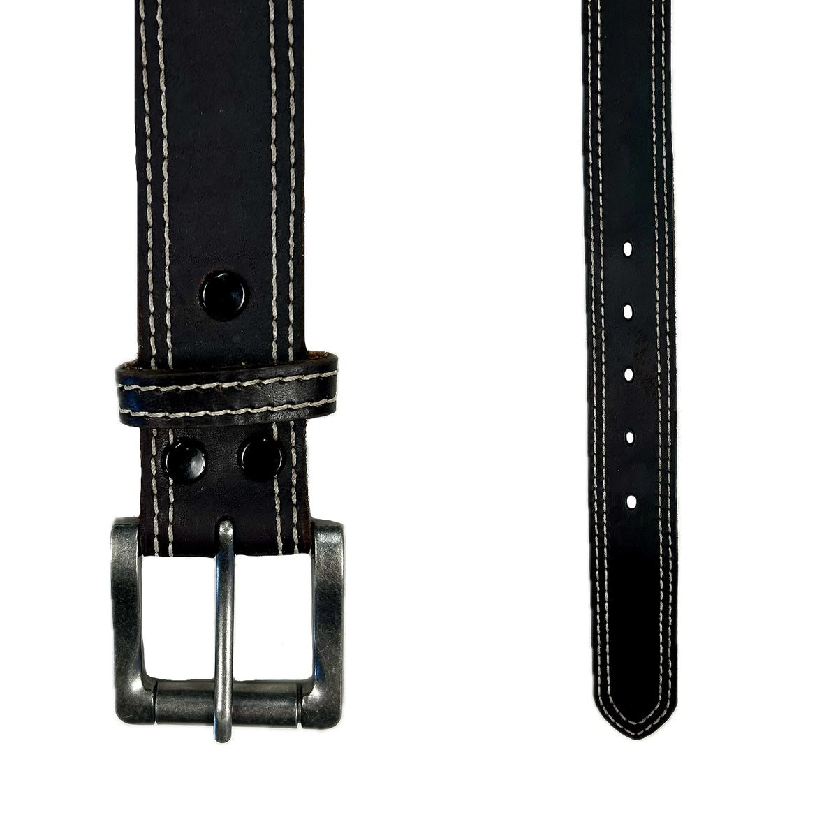 Genuine Distressed Brown Double Stitched Leather Western Belt by Rockmount Ranch Wear, cowhide nubuck leather