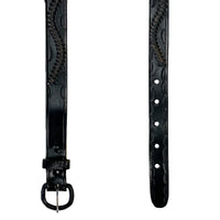 Laced and Tooled Genuine Black Leather Western Belt by Rockmount Ranch Wear, hand-laced with double rows