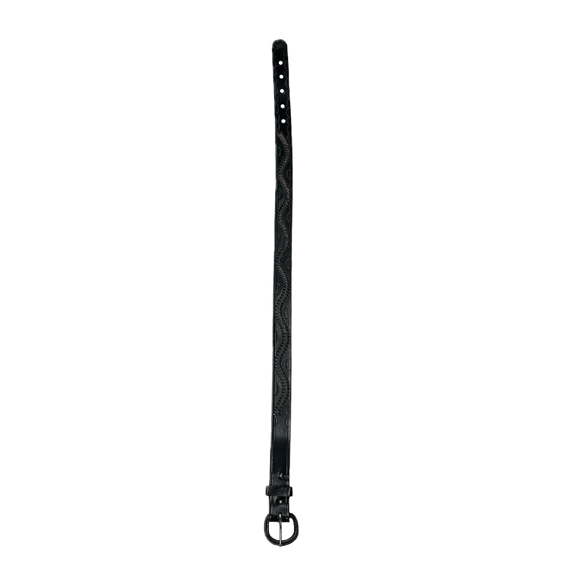 Laced and Tooled Genuine Black Leather Western Belt by Rockmount Ranch Wear, hand-laced double rows