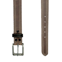 Triple Stitch Distressed Brown Leather Western Belt by Rockmount Ranch Wear with triple edge stitch detailing