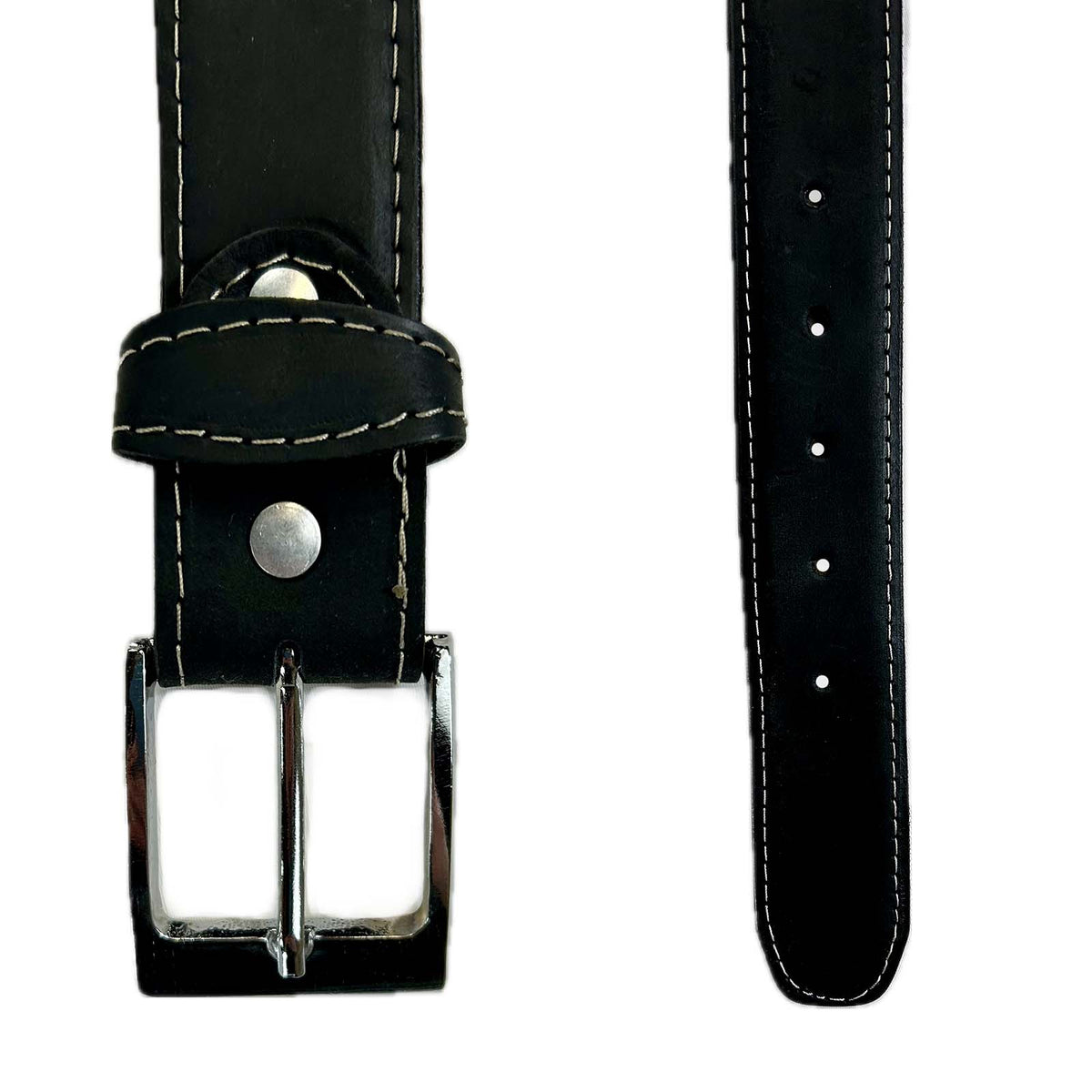 Rockmount Ranch Wear Sanded Nubuck Full Grain Genuine Leather Western Belt in black with edge-stitched border