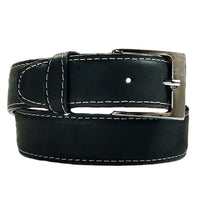 Sand ed Nubuck Full Grain Genuine Leather Western Belt in Black by Rockmount Ranch Wear with edge-stitched border design