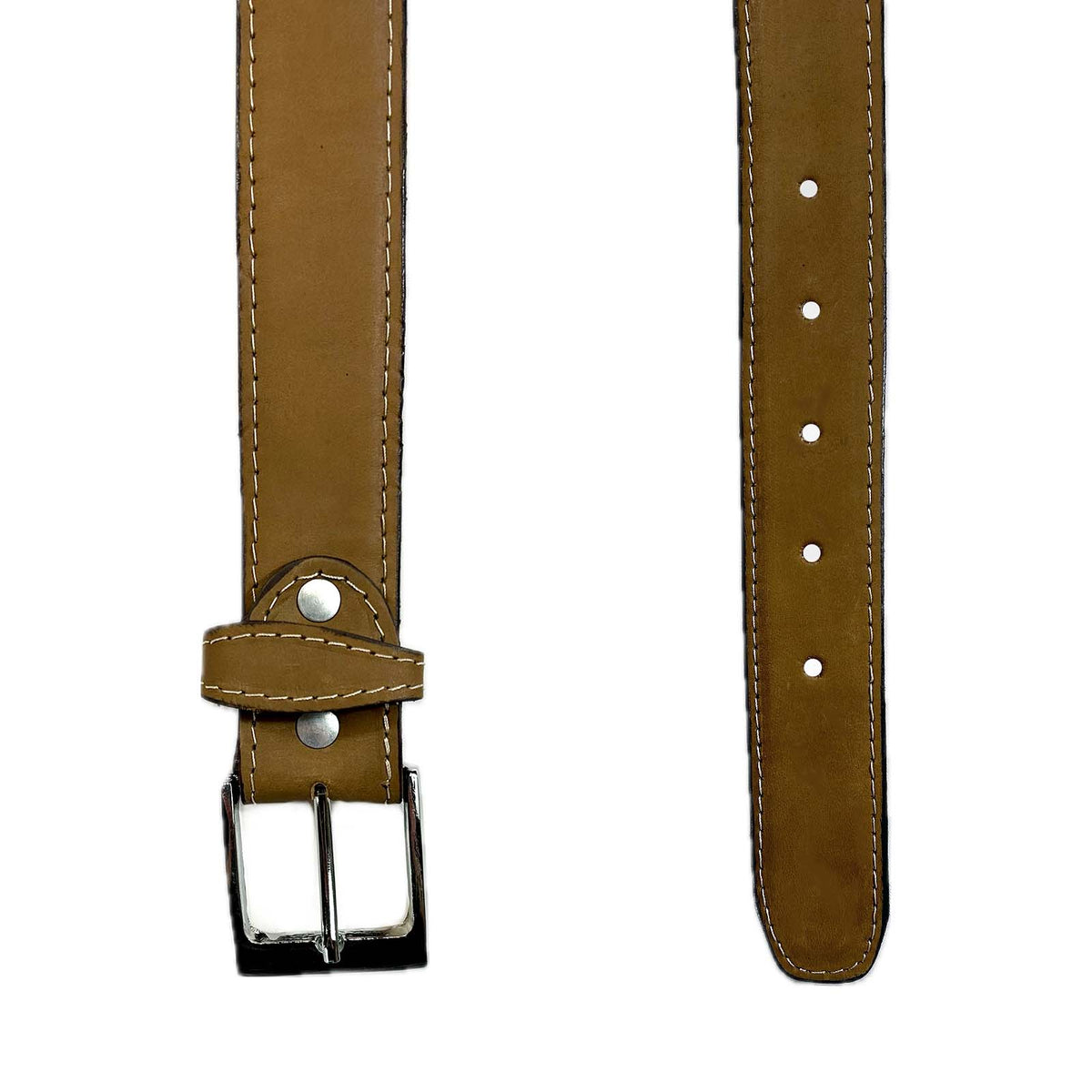 Sand ed Nubuck Full Grain Genuine Leather Western Belt in Tan Rockmount Ranch Wear with edge-stitched belt edges