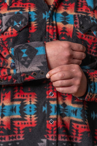 Men's Native Pattern Fleece Western Shirt in Black by Rockmount Ranch Wear with diamond snap front
