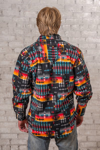 Men's Native American inspired pattern fleece western shirt in black and red by Rockmount Ranch Wear, ultra soft fleece