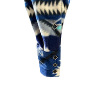 Men's Native American inspired pattern fleece western shirt in blue and black by Rockmount Ranch Wear with diamond snaps