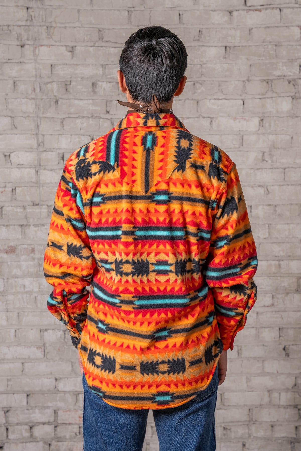Men's Native American Inspired Pattern Fleece Western Shirt in red and black by Rockmount Ranch Wear