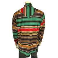 Men's Serape Pattern Fleece Western Shirt by Rockmount Ranch Wear in vintage stripes with sawtooth pocket