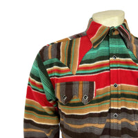 Men's Serape Pattern Fleece Western Shirt Rockmount Ranch Wear in vintage serape stripes with sawtooth pocket