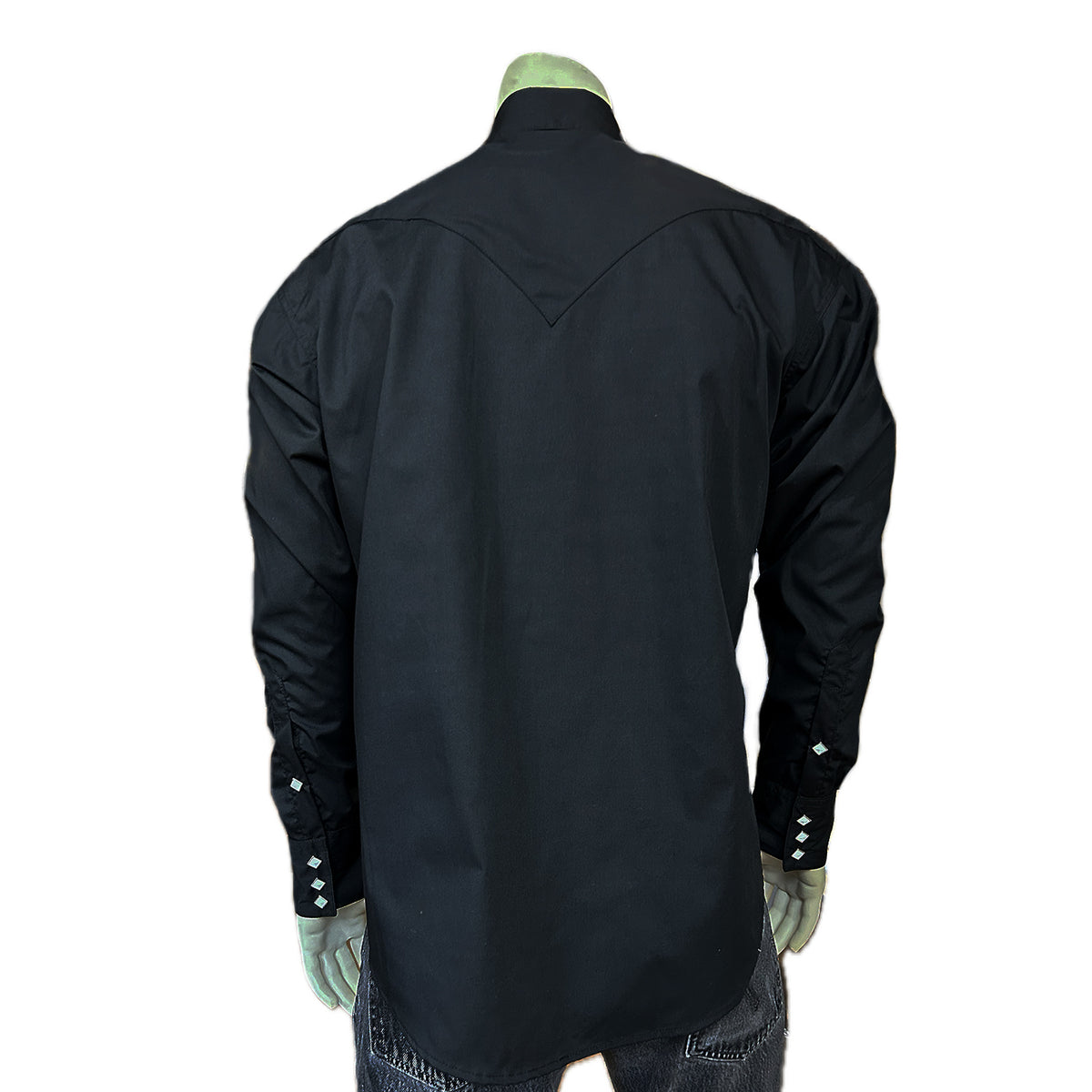 Men's Slim Fit Black Cotton Blend Western Shirt - Rockmount