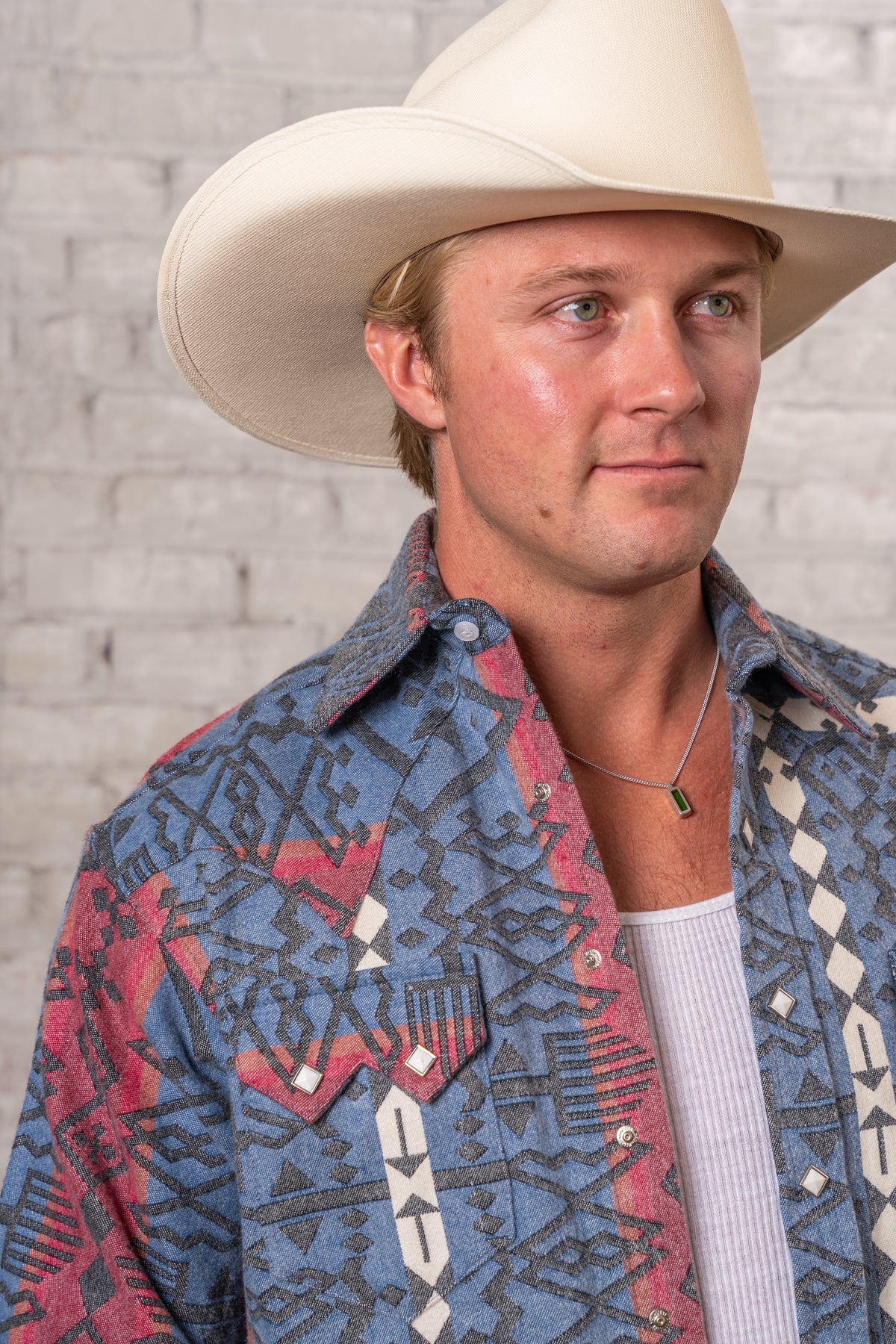 Men's Premium Flannel Jacquard Western Shirt by Rockmount Ranch Wear in vintage plaid with sawtooth pocket