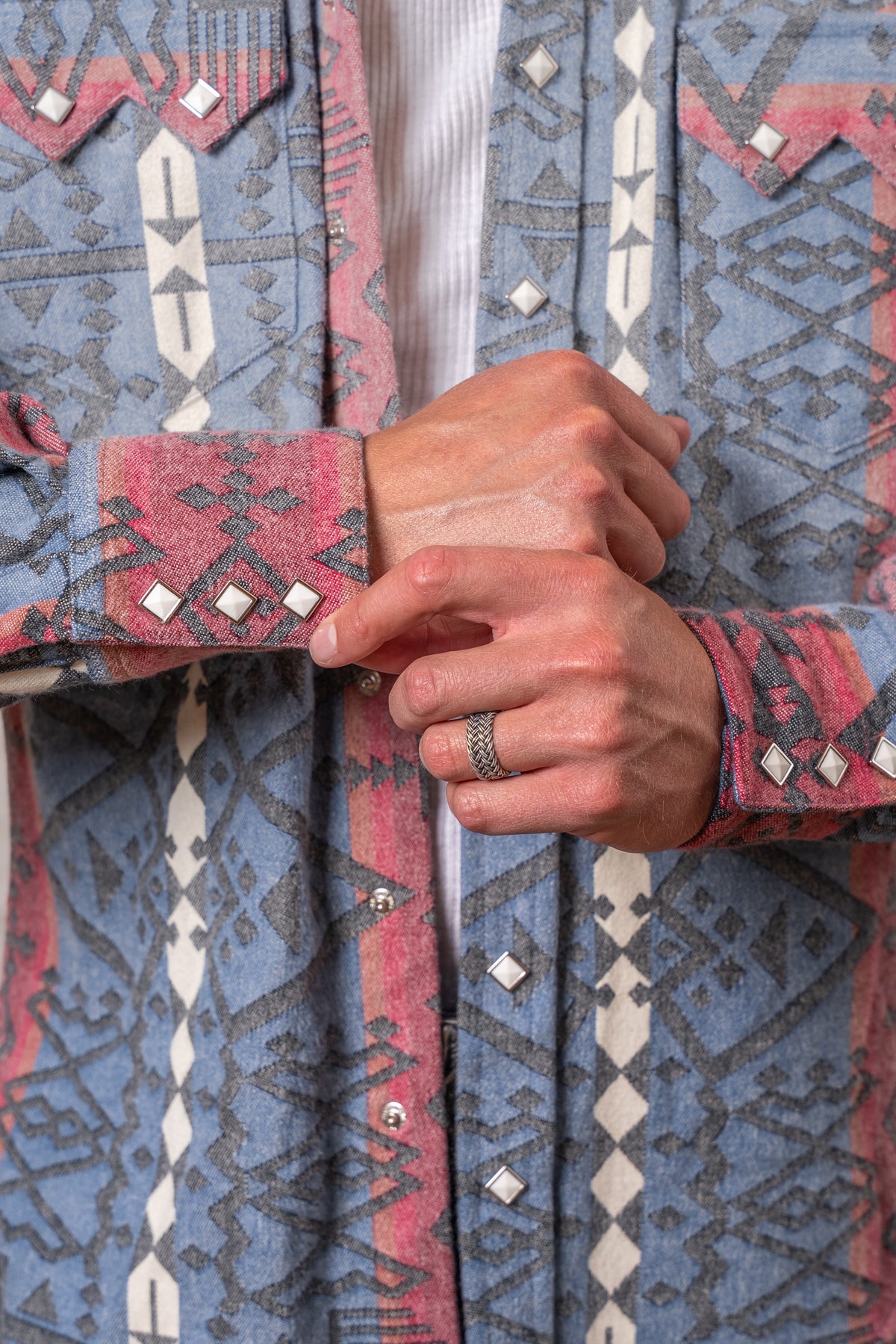 Men's Premium Flannel Jacquard Western Shirt by Rockmount Ranch Wear in vintage plaid with sawtooth pocket