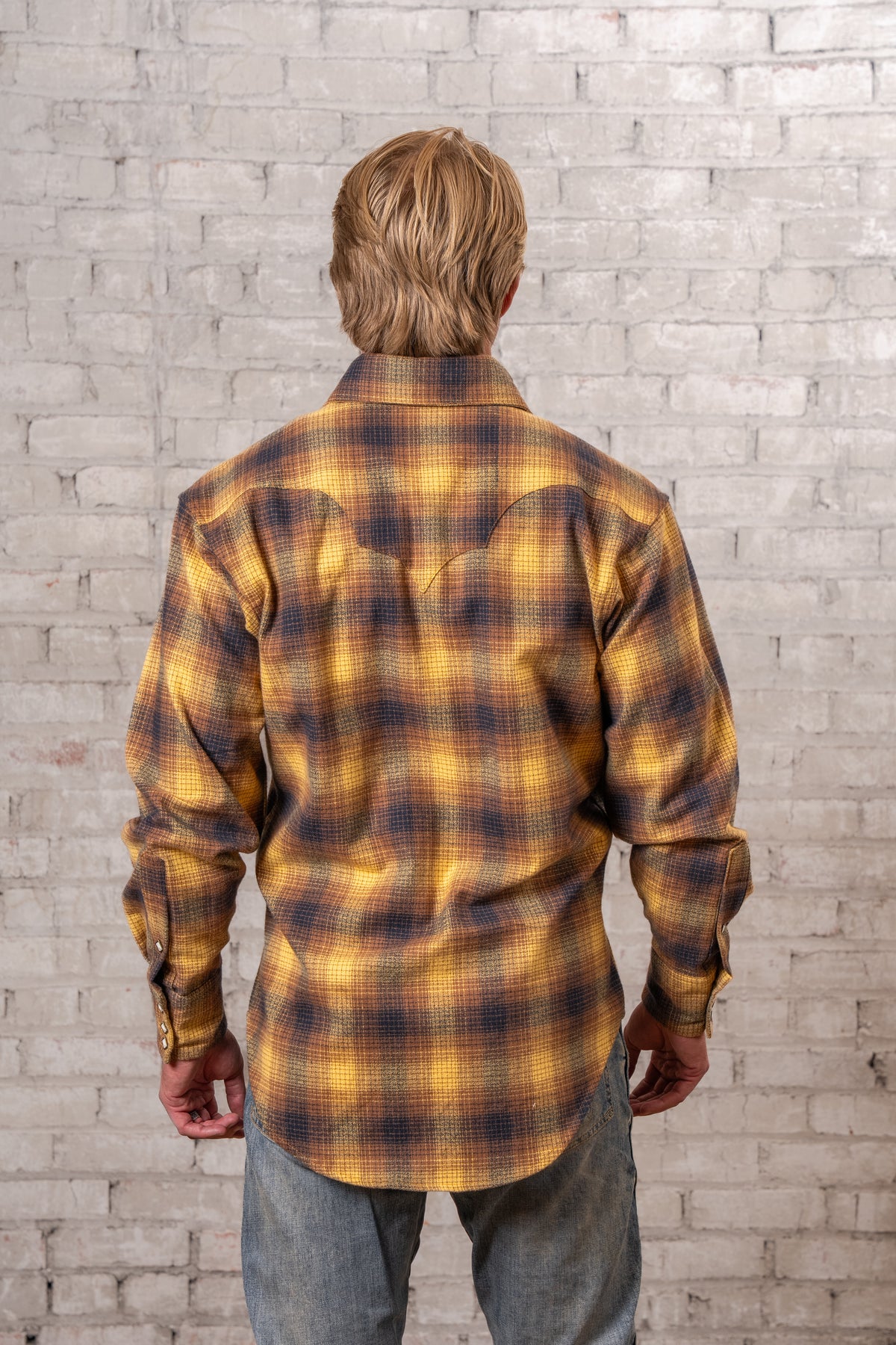 Men's Toast Plush Flannel Plaid Western Shirt by Rockmount Ranch Wear in vintage plaid flannel with diamond snaps