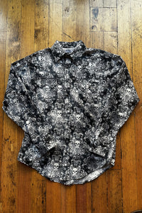 Men's Charcoal Skulls Print Western Shirt