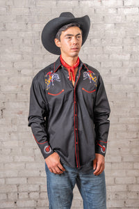 Men's Rockmount Vintage Black Bronc Embroidered Western Shirt by Rockmount Ranch Wear, embroidered western shirt