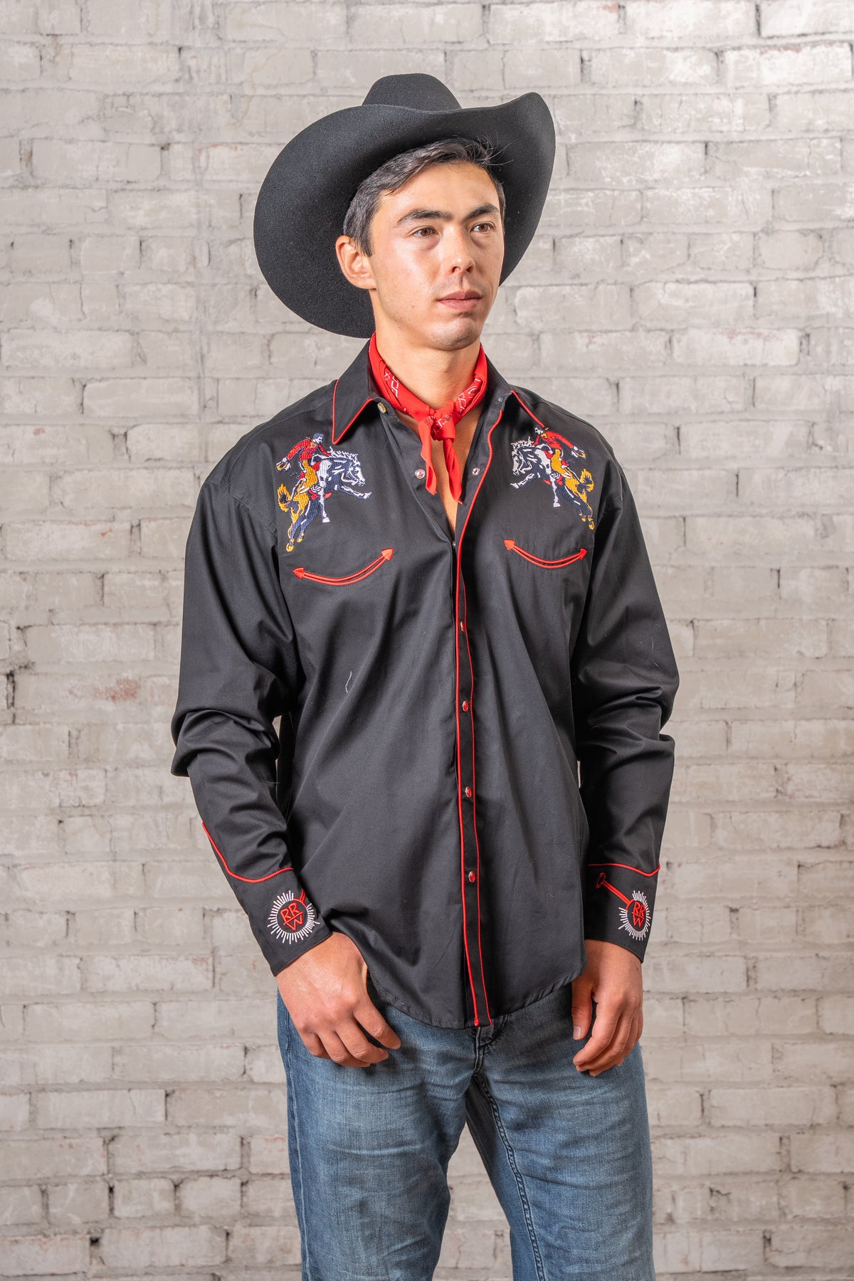 Men's Rockmount Vintage Black Bronc Embroidered Western Shirt by Rockmount Ranch Wear, embroidered western shirt