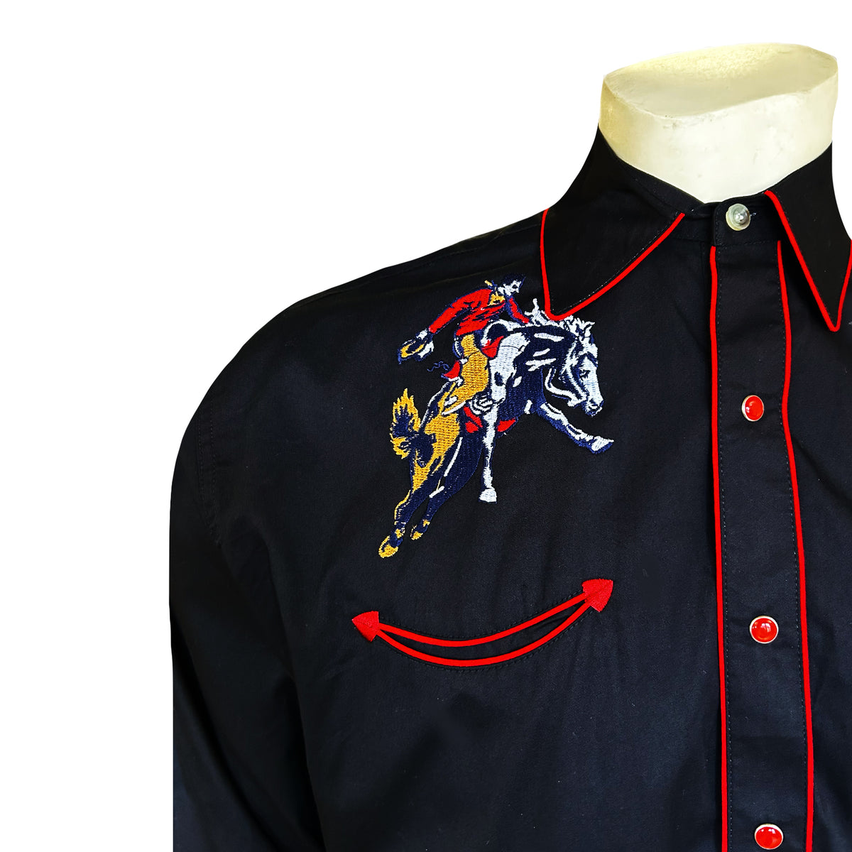 Men's Rockmount Vintage Black Bronc Embroidered Western Shirt by Rockmount Ranch Wear with embroidered western shirt