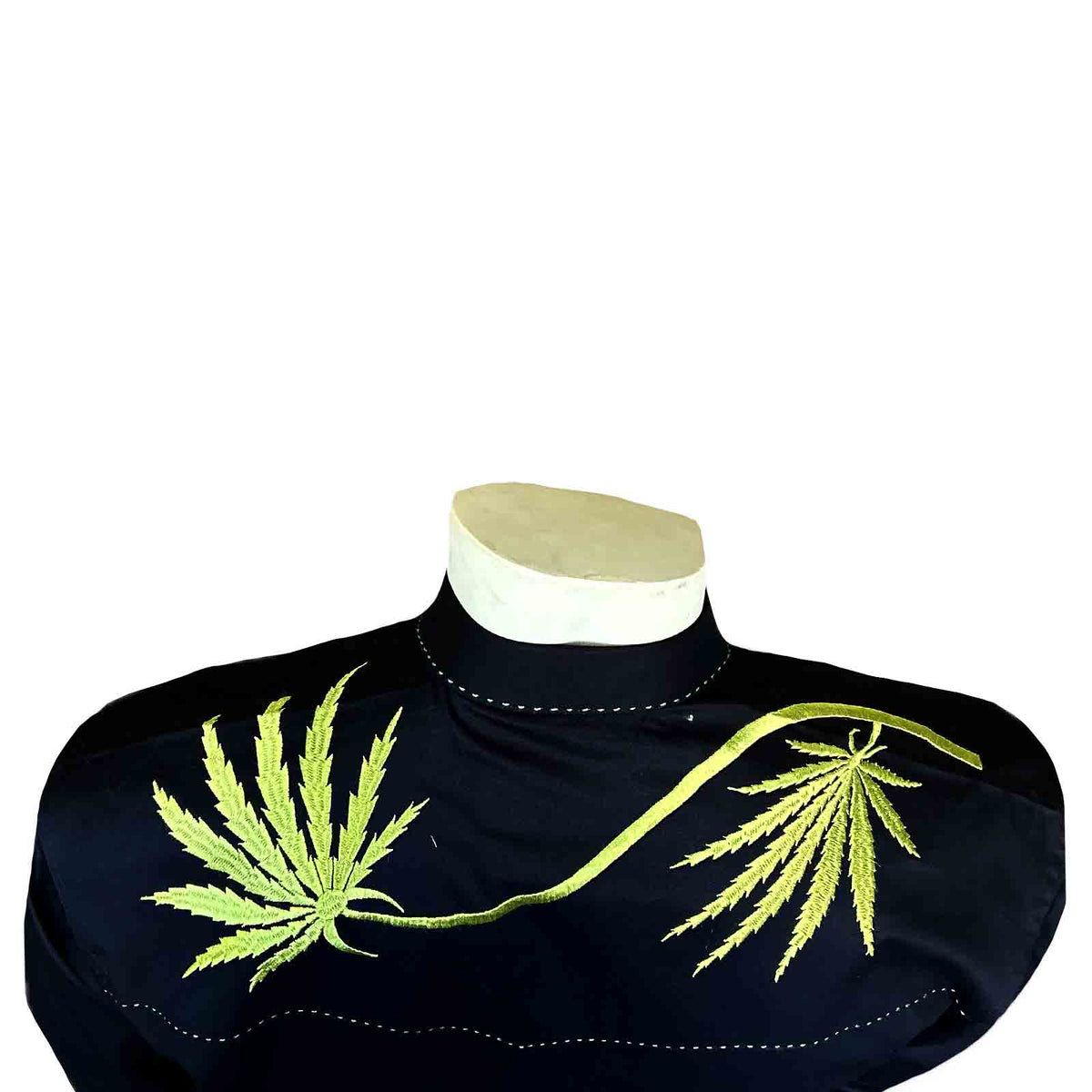Men's Black Cannabis Cowboy Embroidered Western Shirt - Rockmount