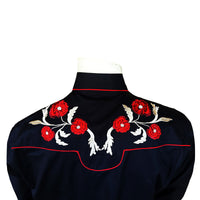 Men's Vintage Black Cascading Floral Embroidered Western Shirt by Rockmount Ranch Wear, embroidered floral western shirt